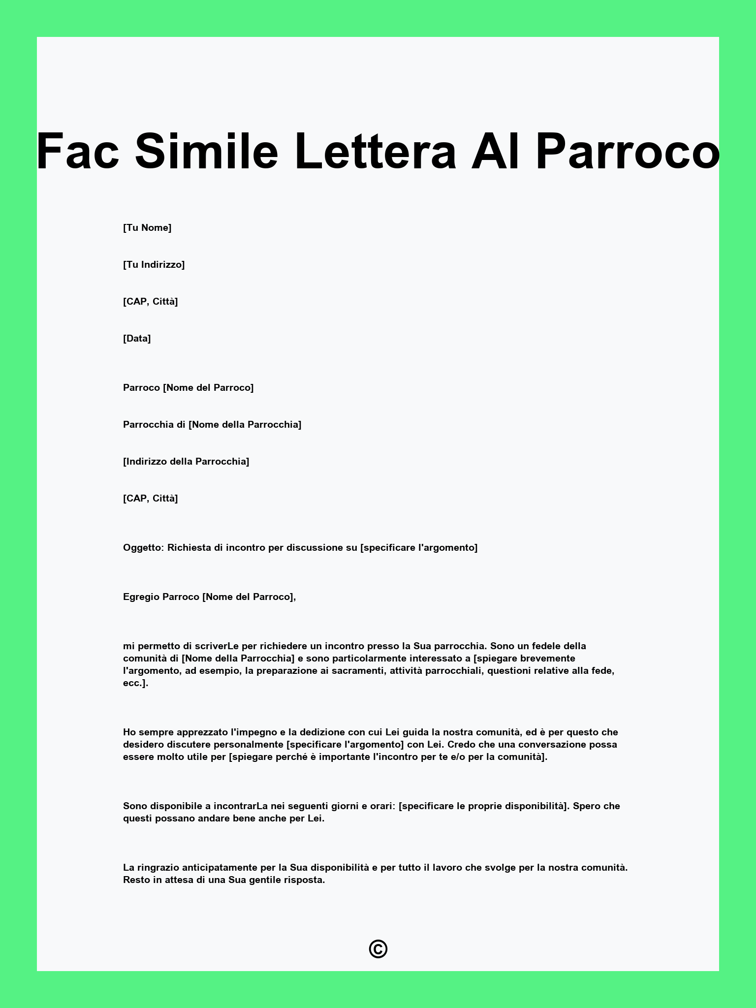 Fac Simile Lettera Al Parroco
