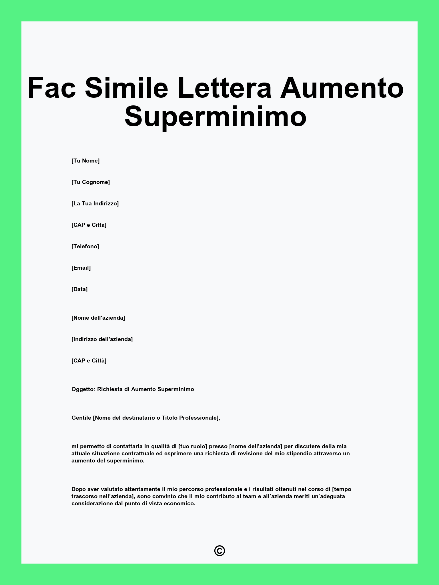 Fac Simile Lettera Aumento Superminimo