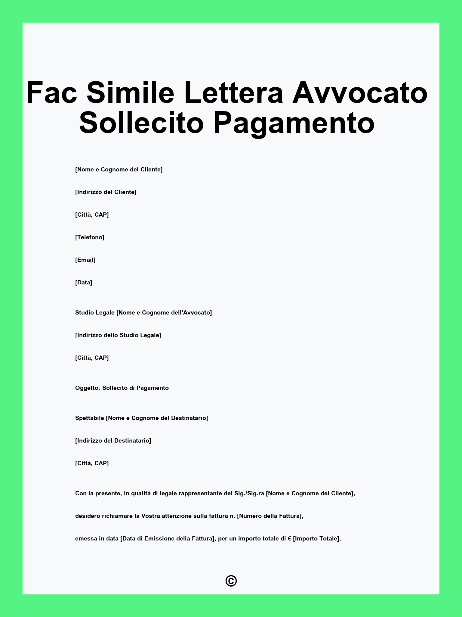 Fac Simile Lettera Avvocato Sollecito Pagamento
