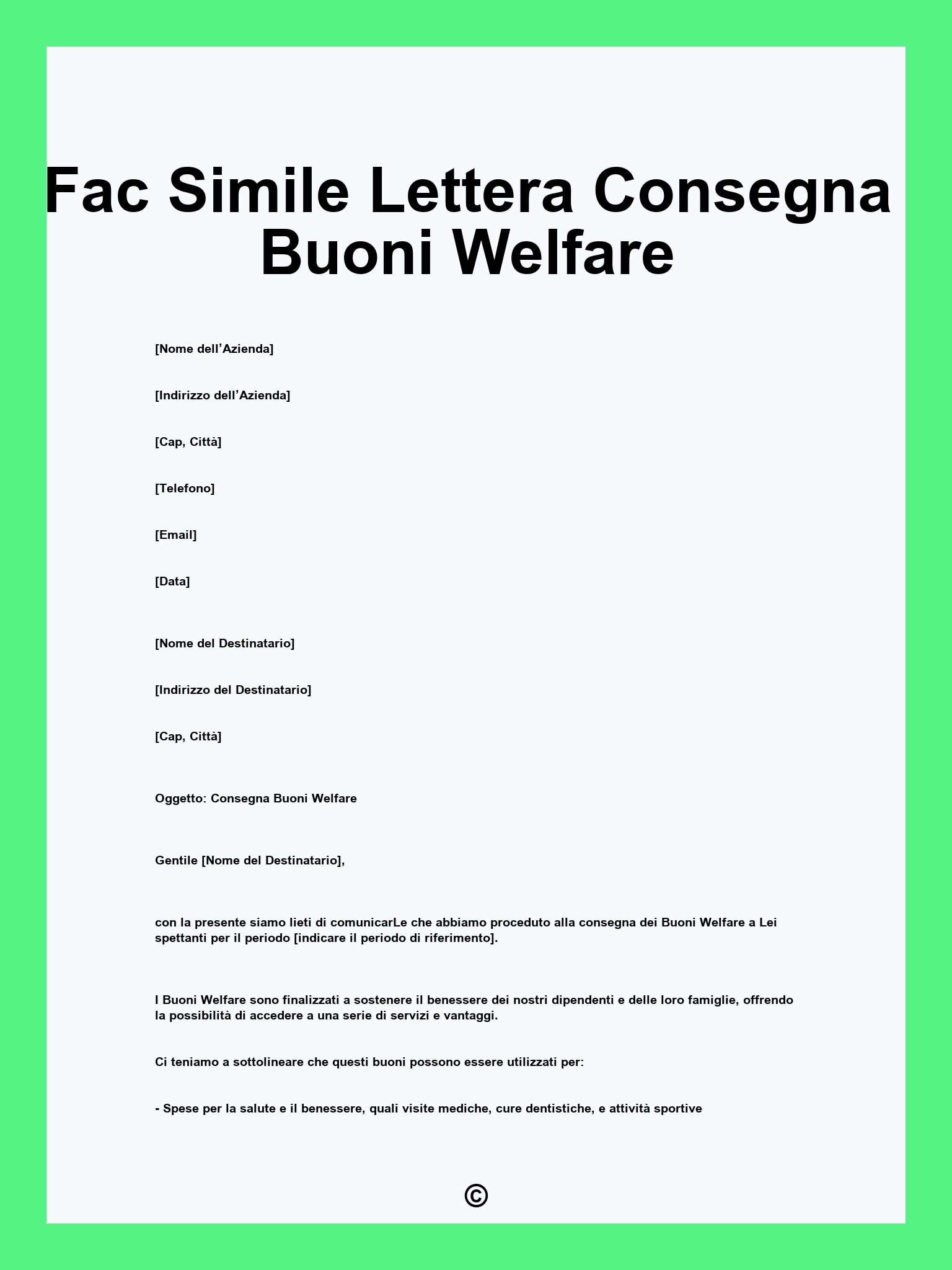 Fac Simile Lettera Consegna Buoni Welfare