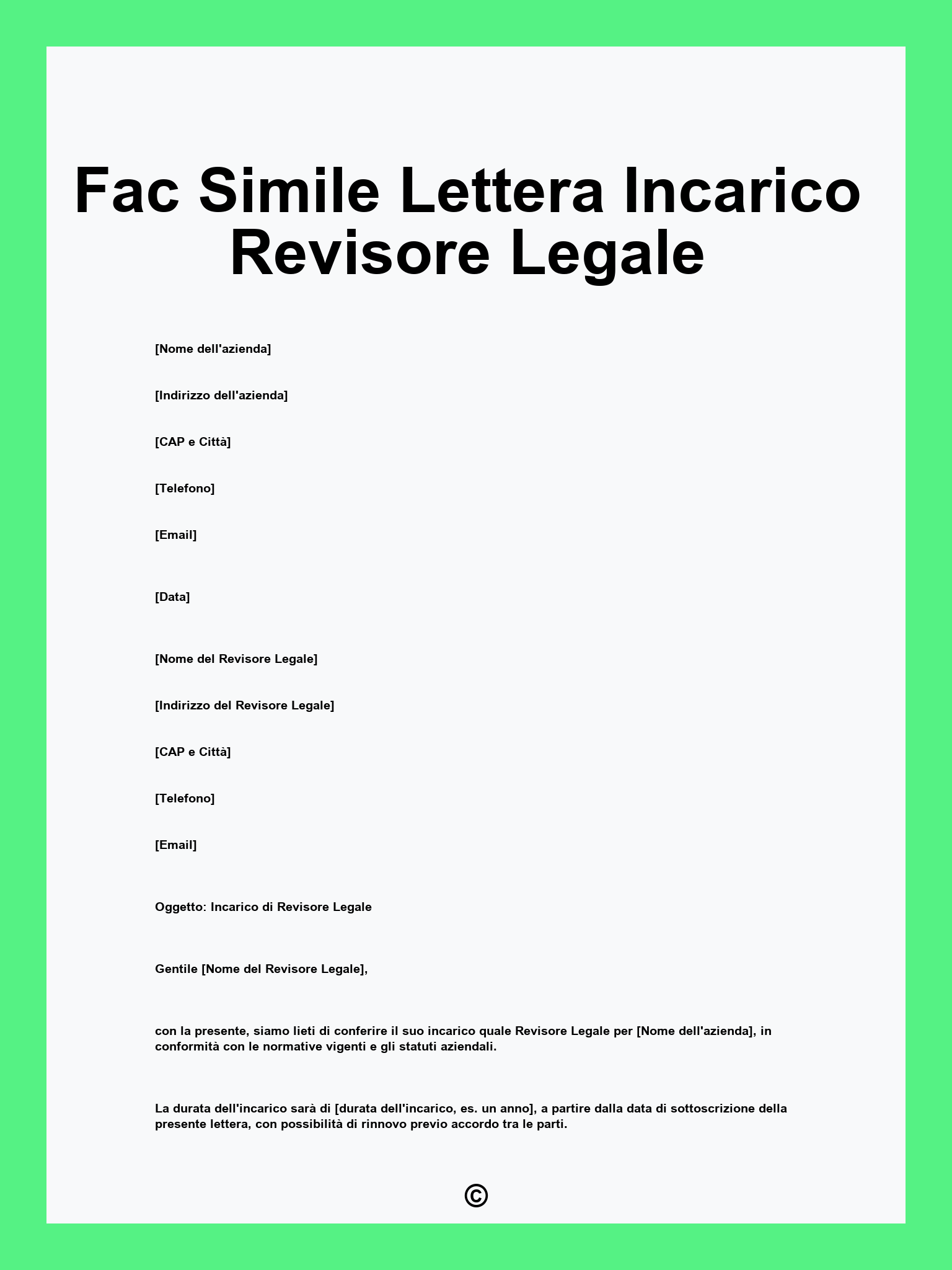 Fac Simile Lettera Incarico Revisore Legale