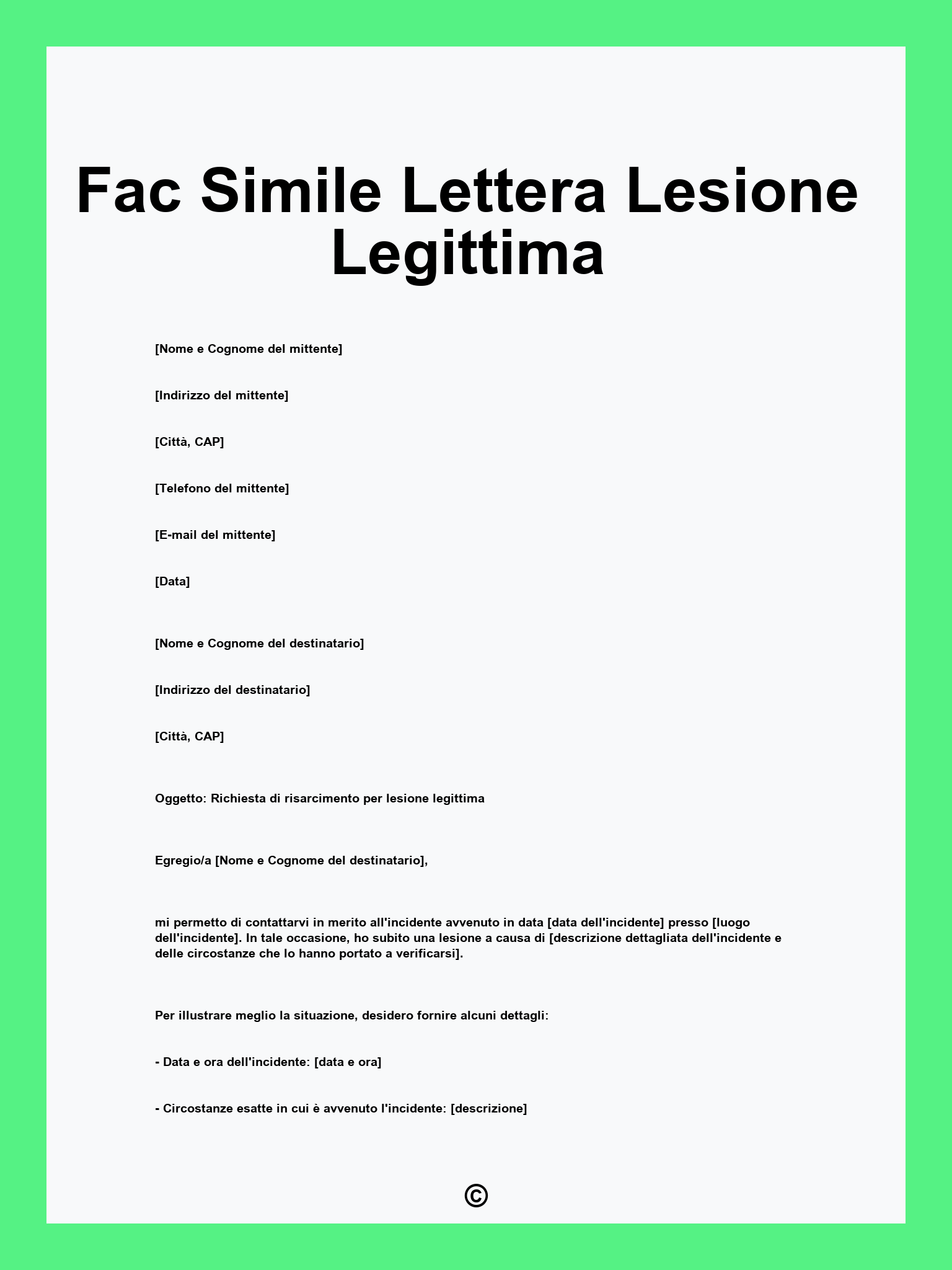 Fac Simile Lettera Lesione Legittima