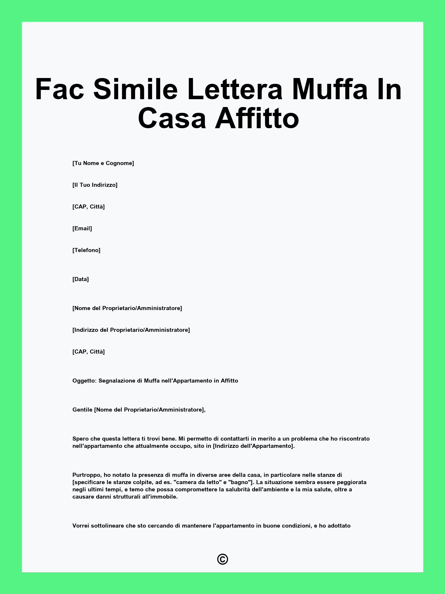 Fac Simile Lettera Muffa In Casa Affitto