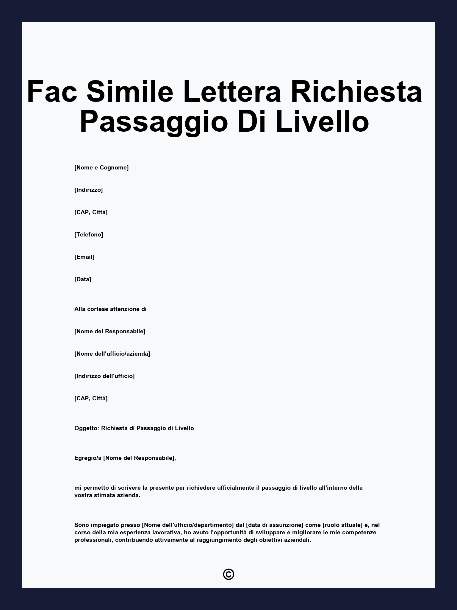 Fac Simile Lettera Richiesta Passaggio Di Livello