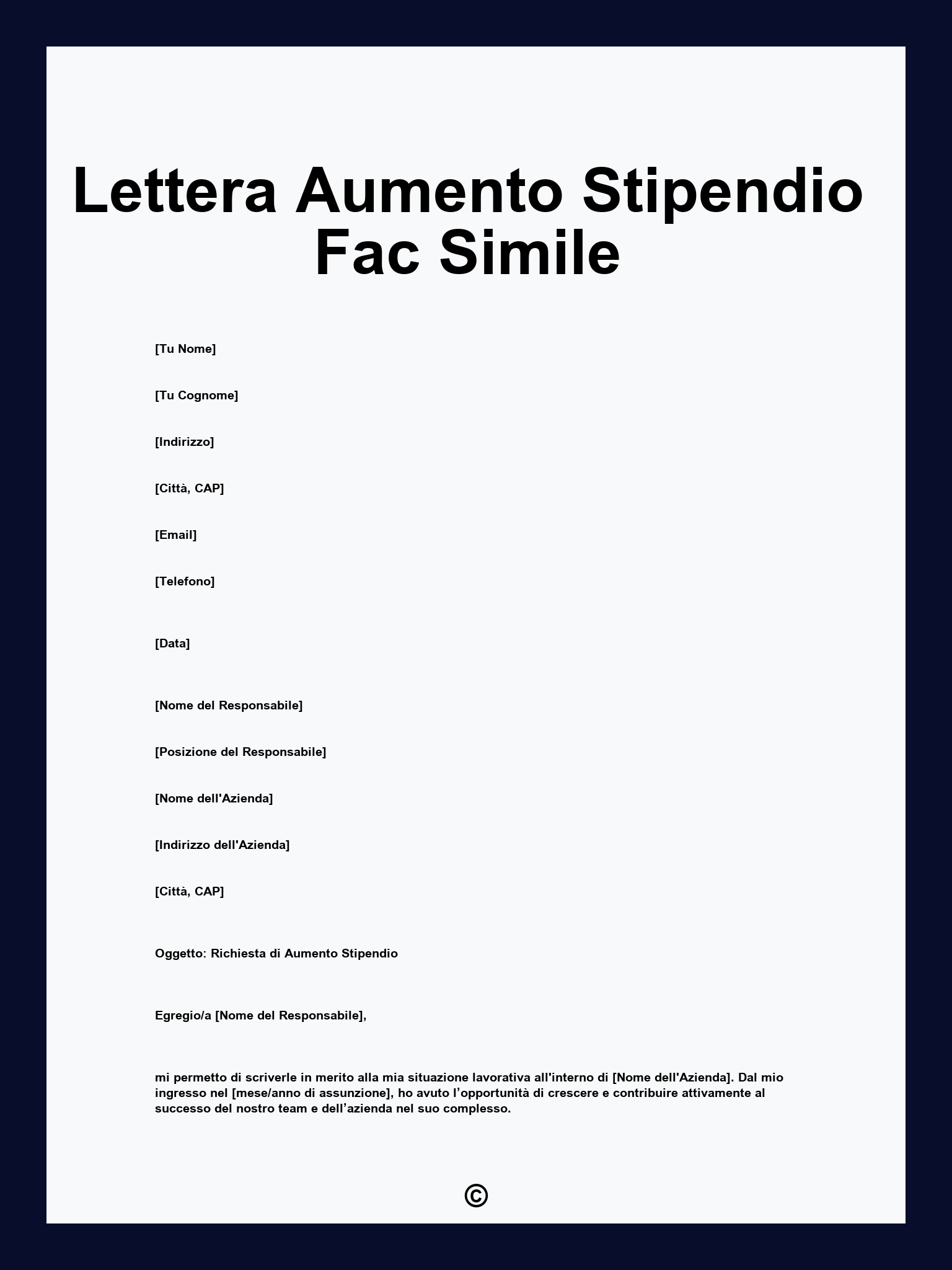Lettera Aumento Stipendio Fac Simile