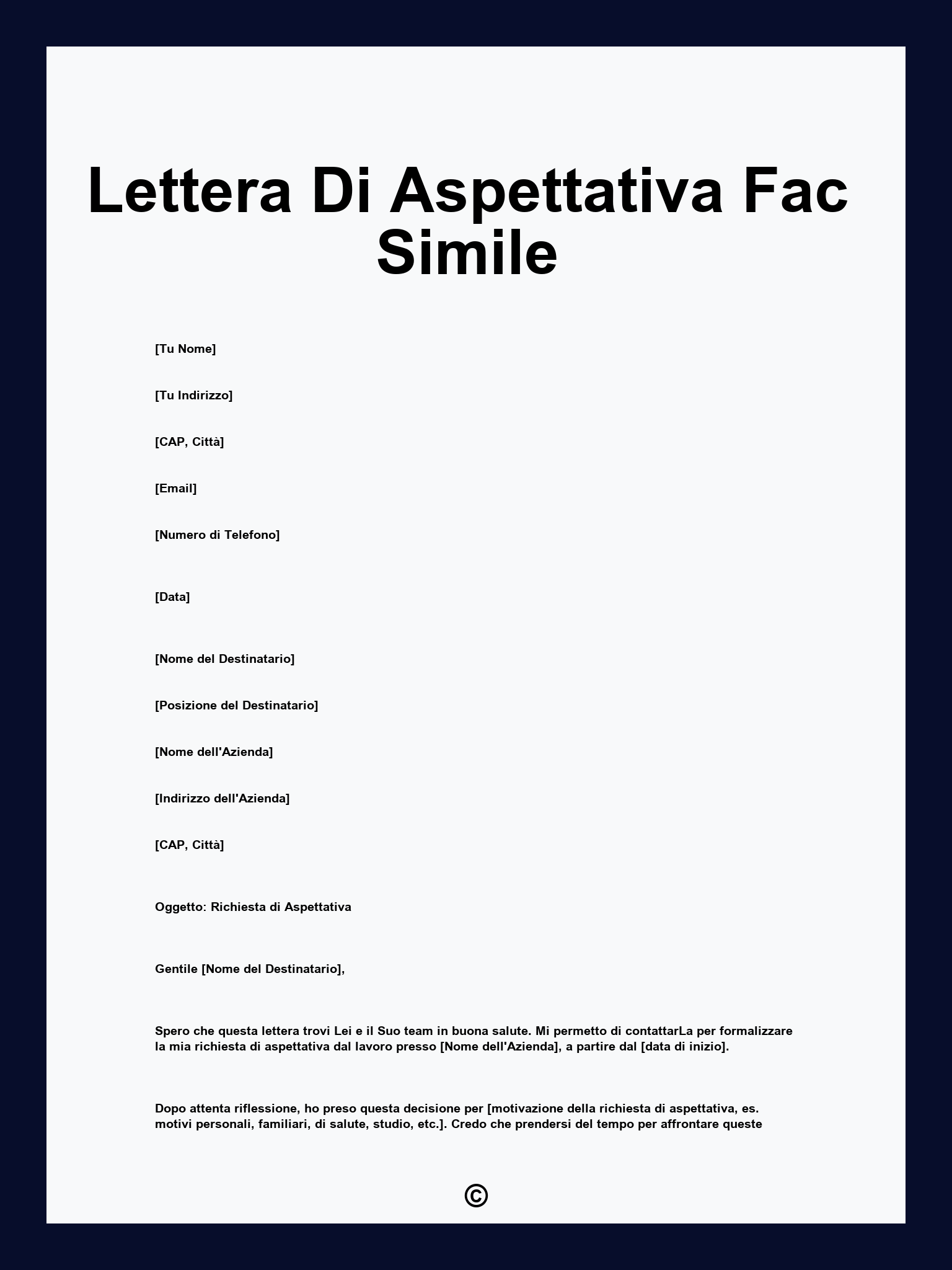 Lettera Di Aspettativa Fac Simile