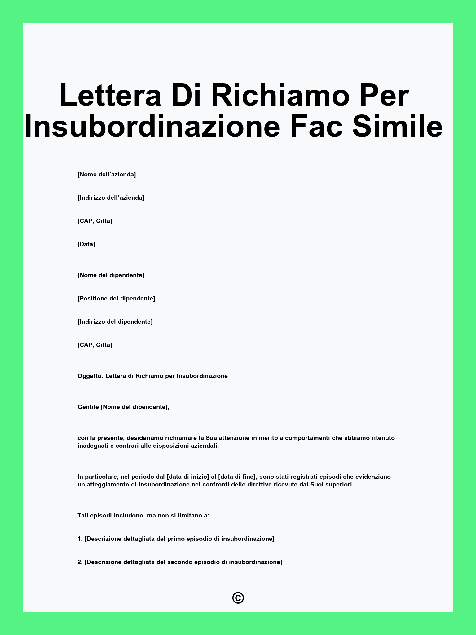 Lettera Di Richiamo Per Insubordinazione Fac Simile