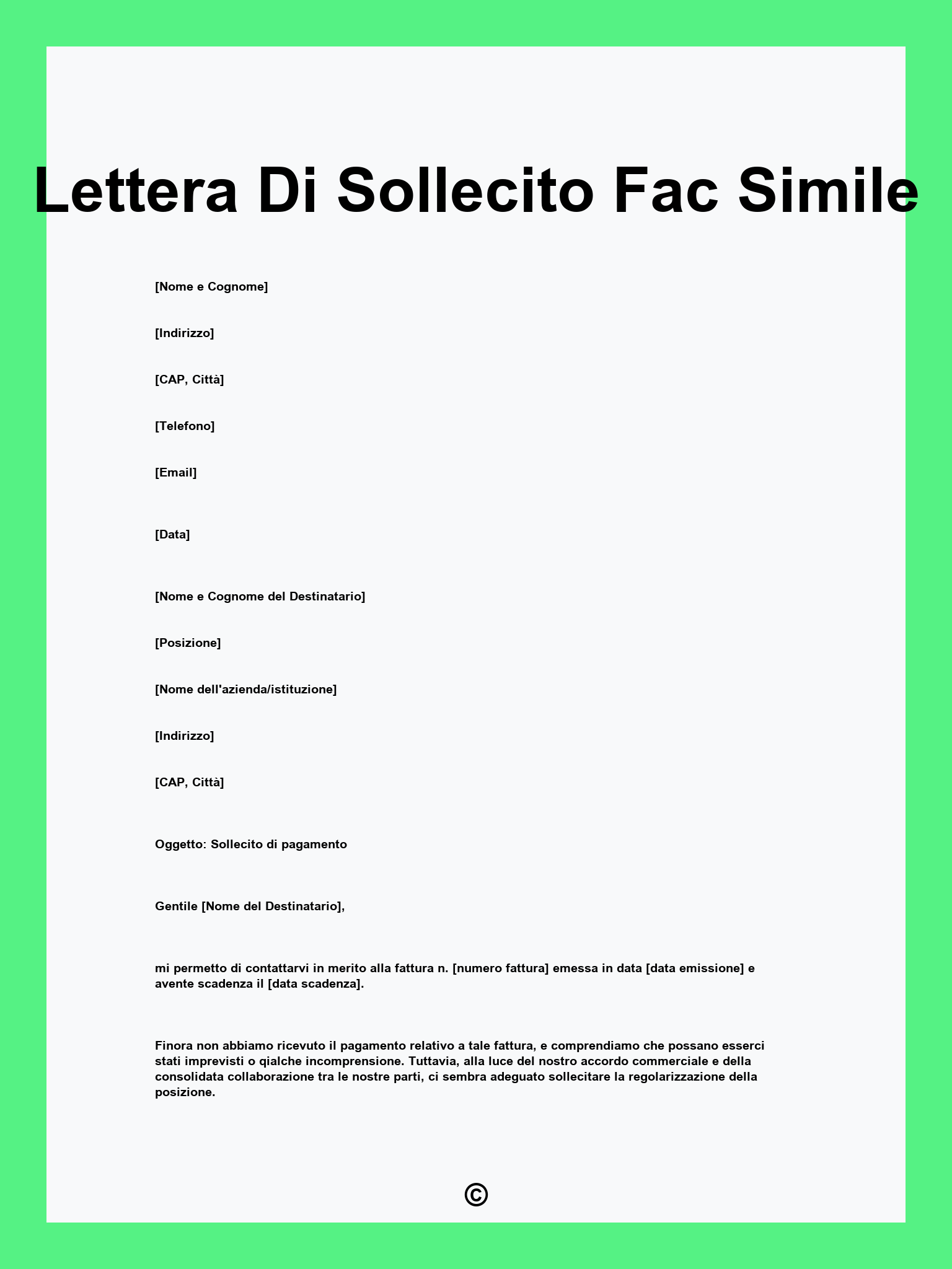 Lettera Di Sollecito Fac Simile